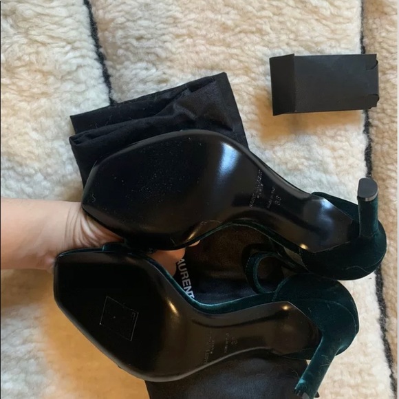 ✨NEW SAINT LAURENT AMBER SANDALS DARK GREEN SUEDE SIZE 36✨ - Picture 3 of 3